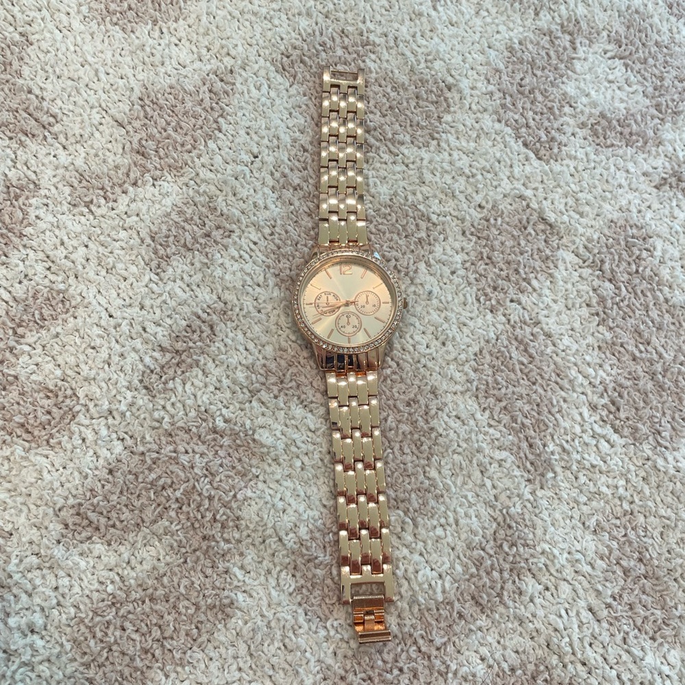 Rose‎ Gold Rhinestone-Encrusted Chic Watch
